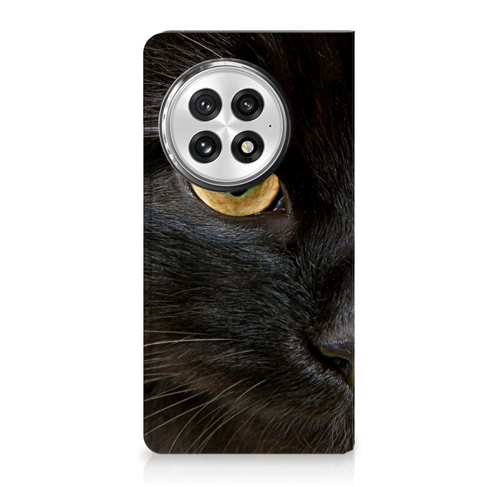 OnePlus 13 Hoesje maken Zwarte Kat stand case zwarte kat close-up