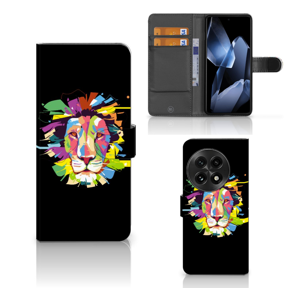 OnePlus 13 Leuk Hoesje Lion Color telefoonhoesje design lion kleurrijk aanzicht