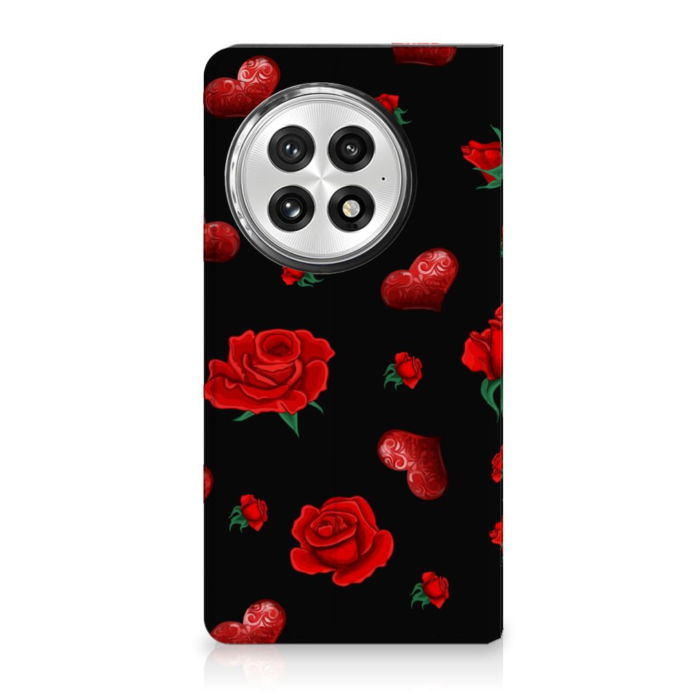 OnePlus 13 Magnet Case Valentine telefoonhoesje bloemen zwart