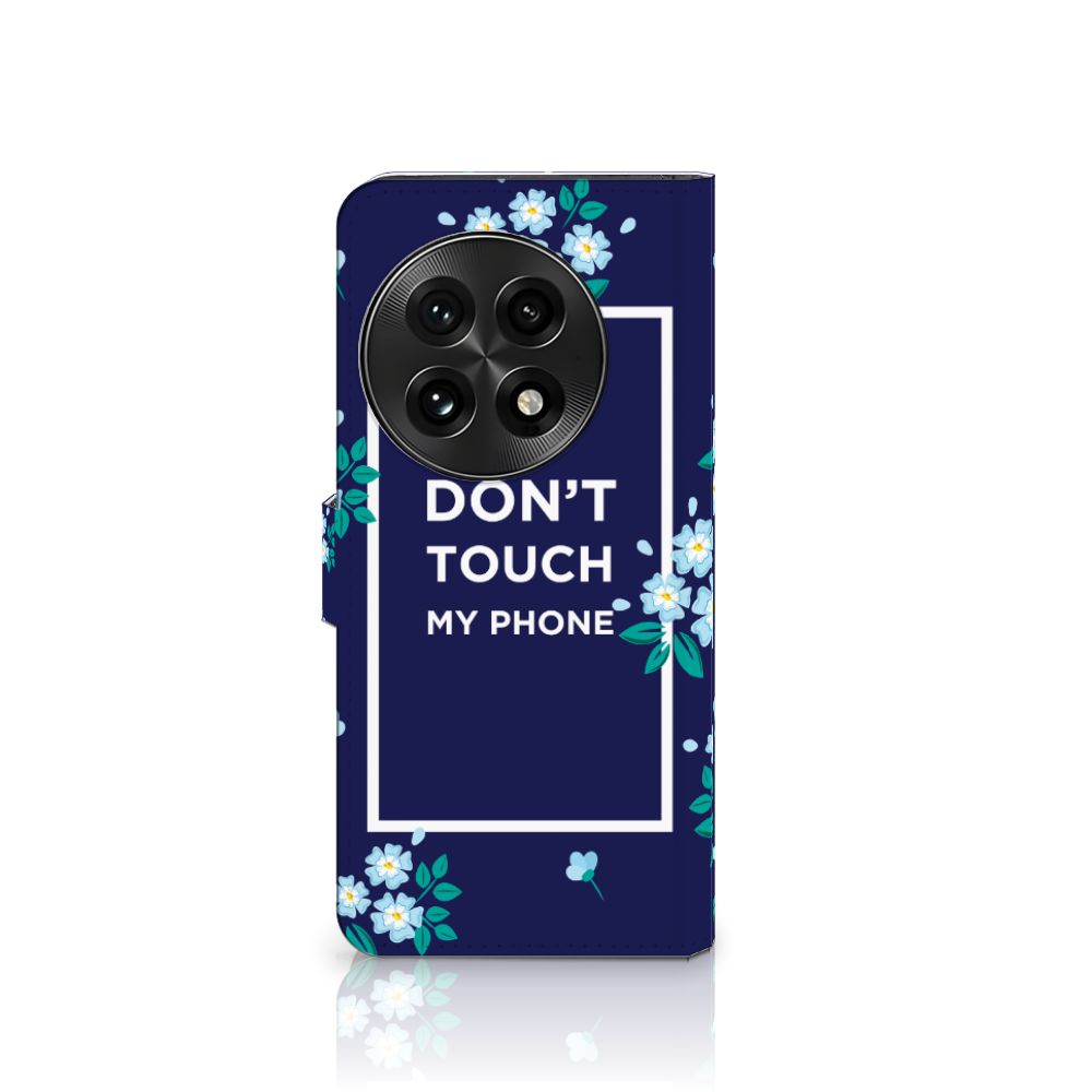 OnePlus 13 Portemonnee Hoesje Flowers Blue DTMP telefoonhoesje bloemen design vooraanzicht
