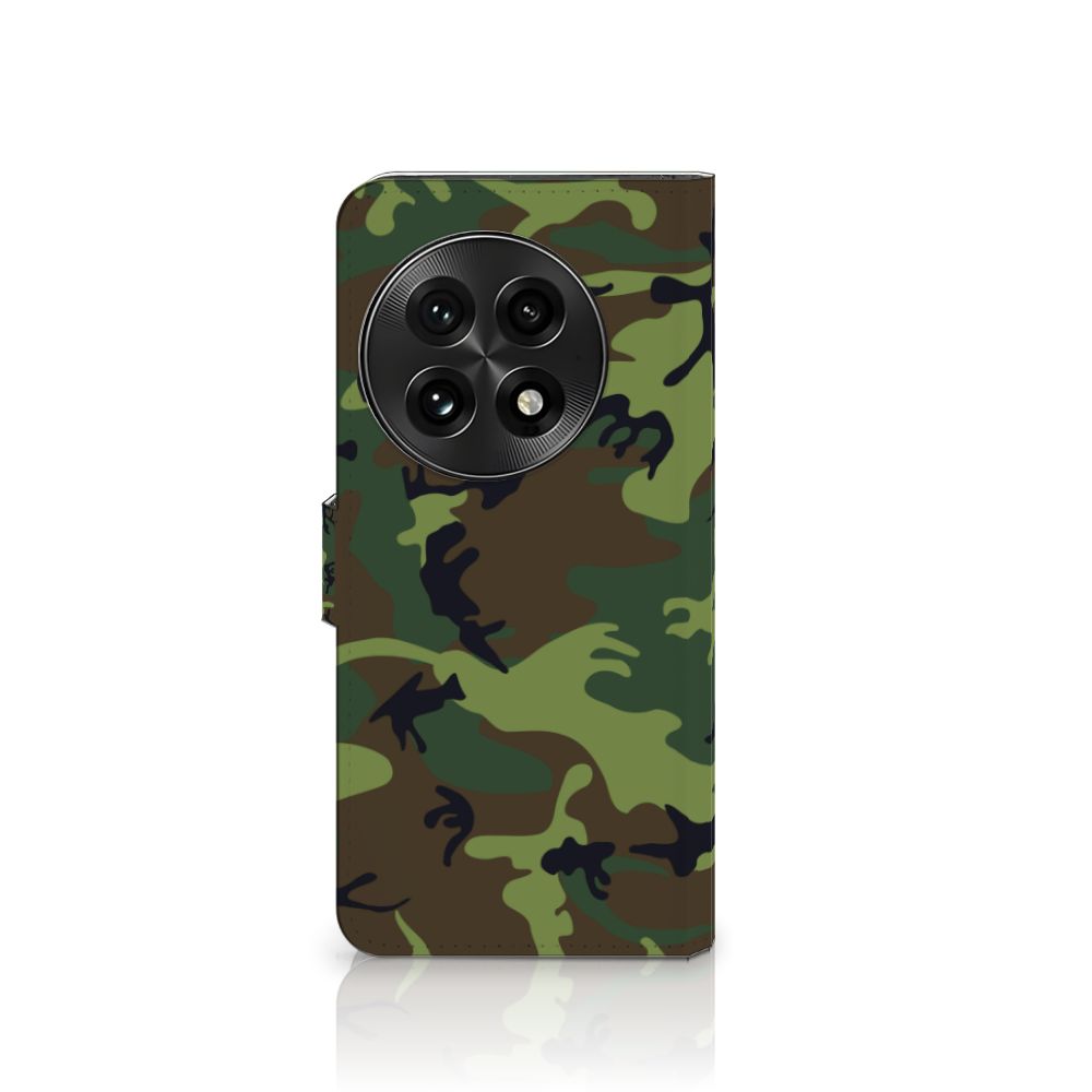 OnePlus 13 Telefoon Hoesje Army Dark boekhoesje camouflage front