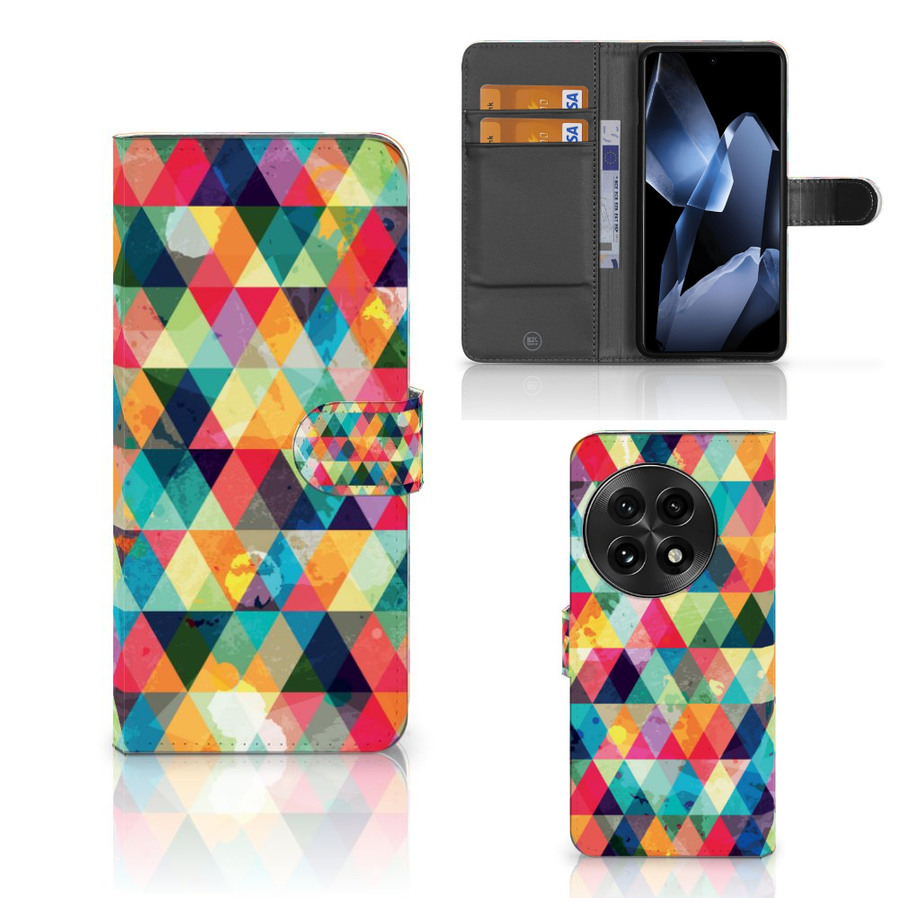 OnePlus 13 Telefoon Hoesje Geruit telefoonhoesje ruitjes design kleurrijk aanzicht