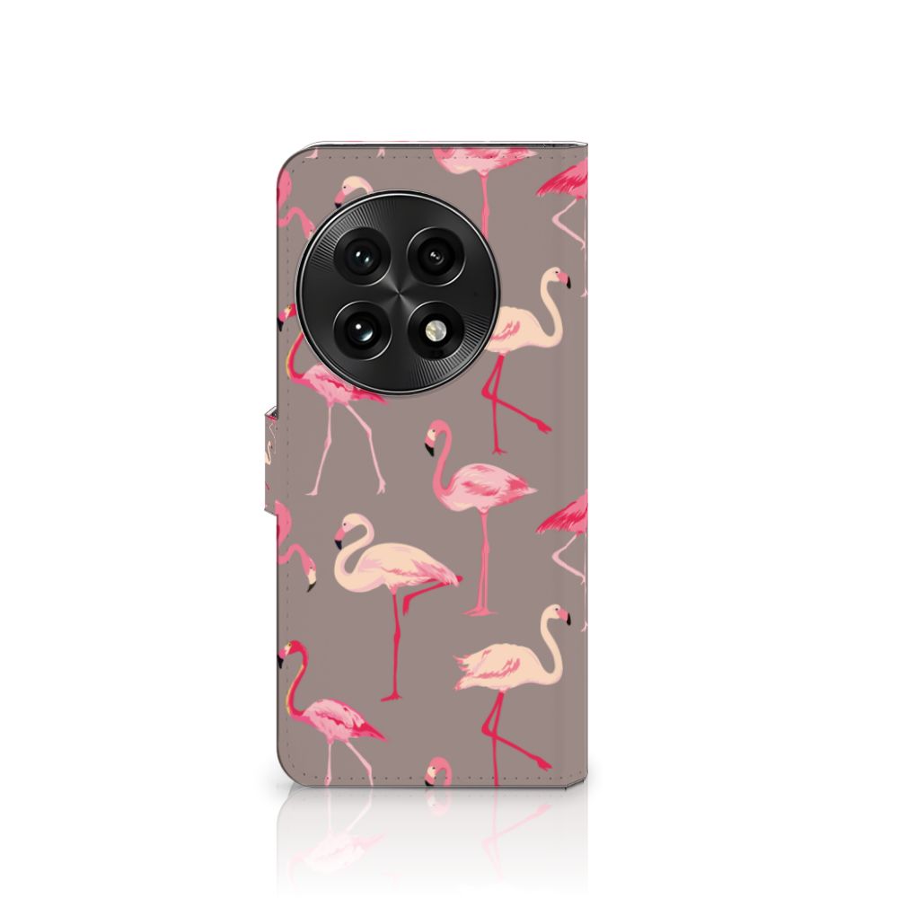 OnePlus 13 Telefoonhoesje met Pasjes Flamingo hoesje flamingo design vooraanzicht