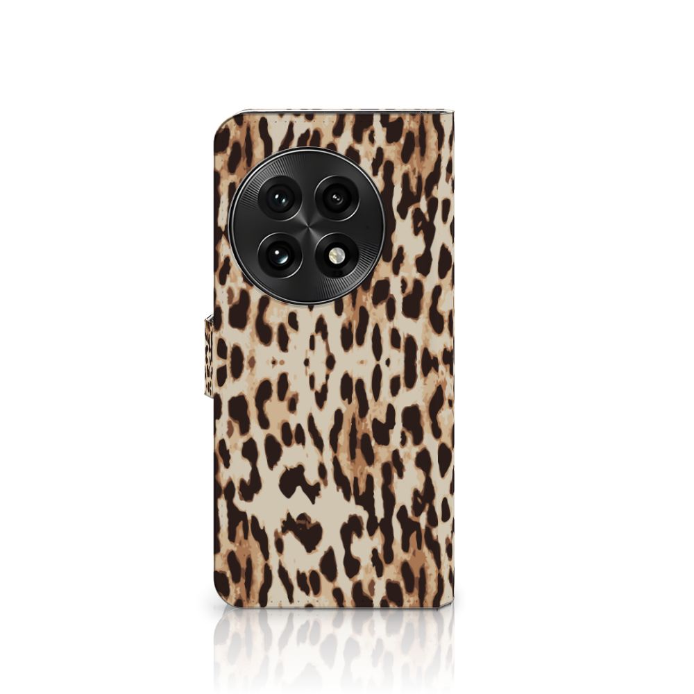 OnePlus 13 Telefoonhoesje met Pasjes Leopard telefoonhoesje panterprint voorkant
