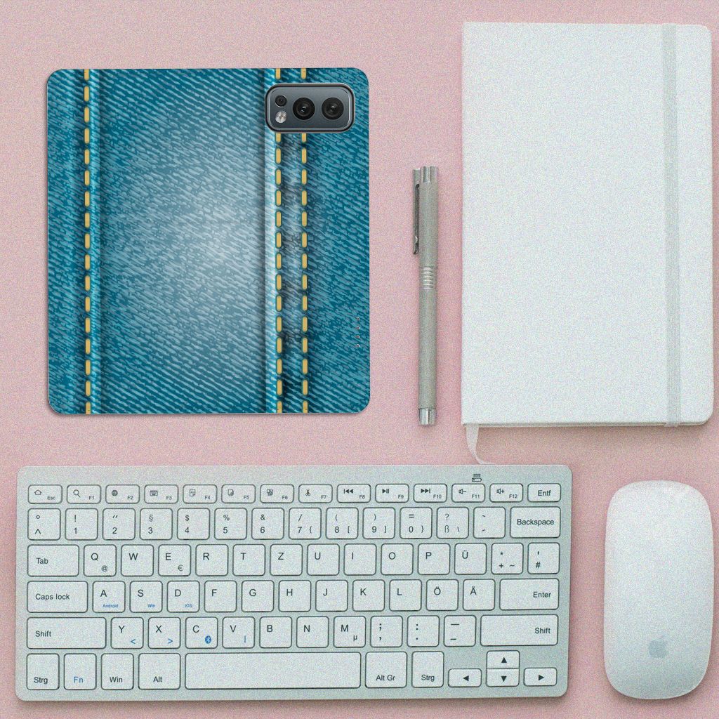 OnePlus Nord 2 5G Hippe Standcase Jeans jeans design voorkant