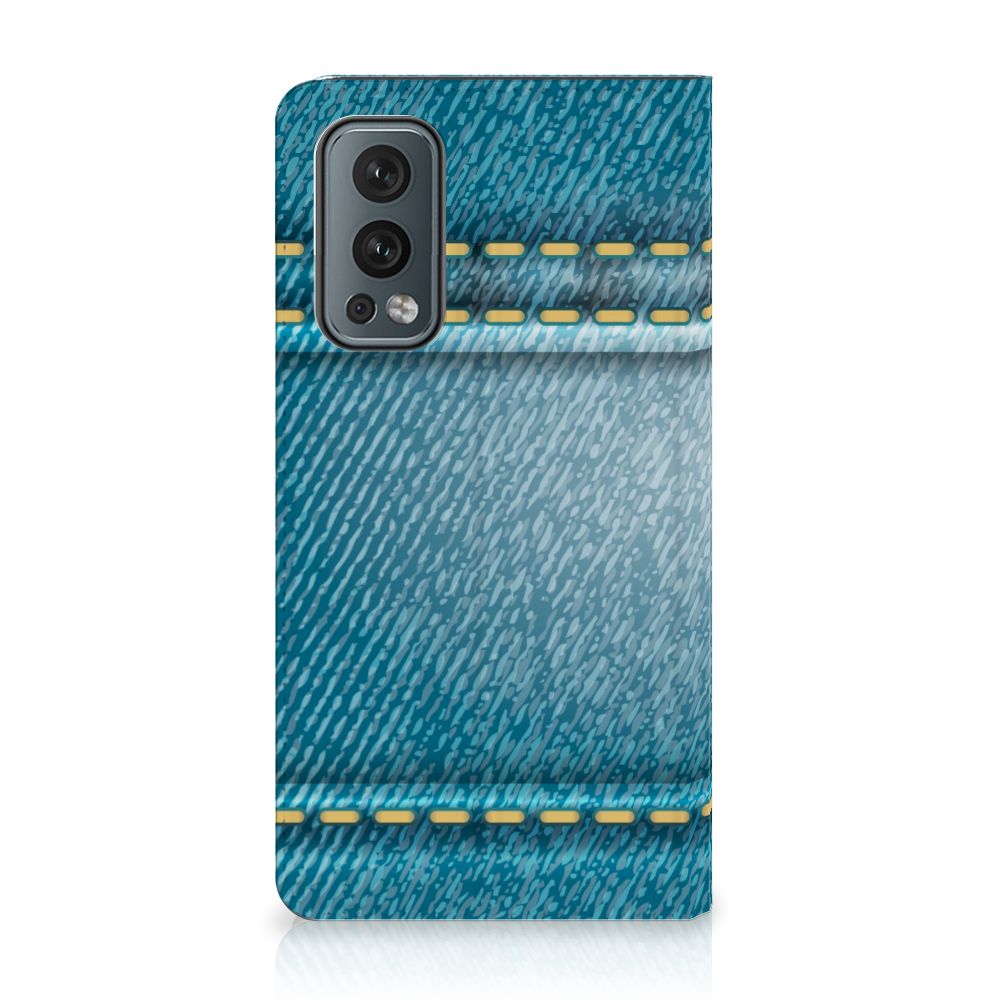 OnePlus Nord 2 5G Hippe Standcase Jeans jeans design achterkant