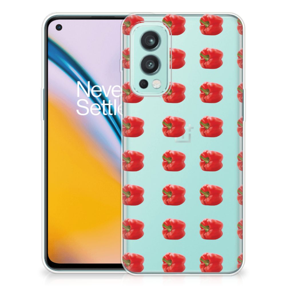 OnePlus Nord 2 5G Siliconen Case Paprika Red design paprika achterkant