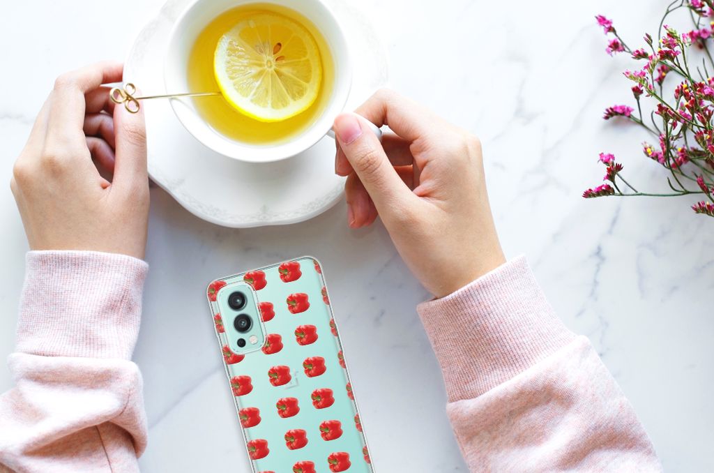 OnePlus Nord 2 5G Siliconen Case Paprika Red design paprika aanzicht