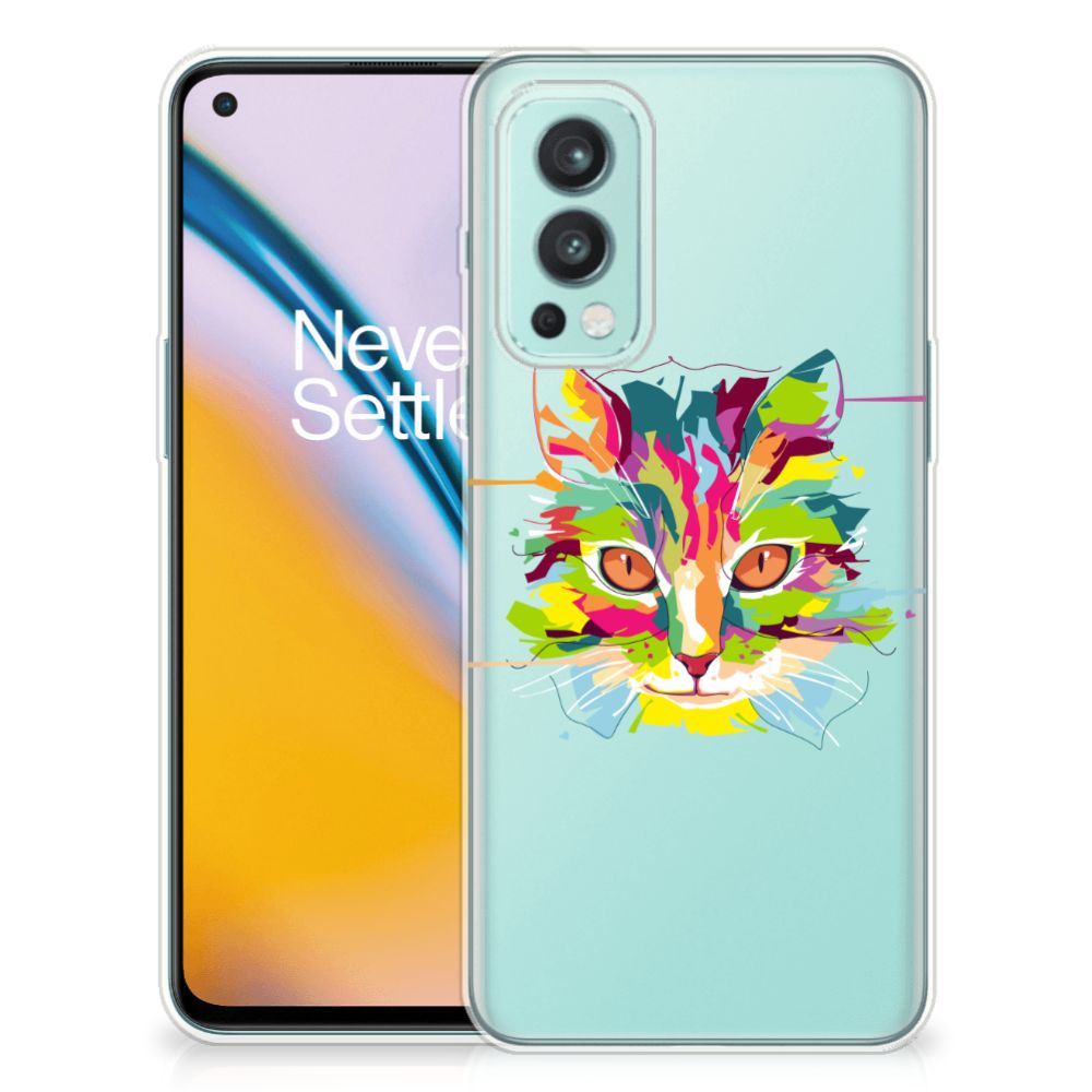 OnePlus Nord 2 5G Telefoonhoesje met Naam Cat Color kat kleurig ontwerp voorkant
