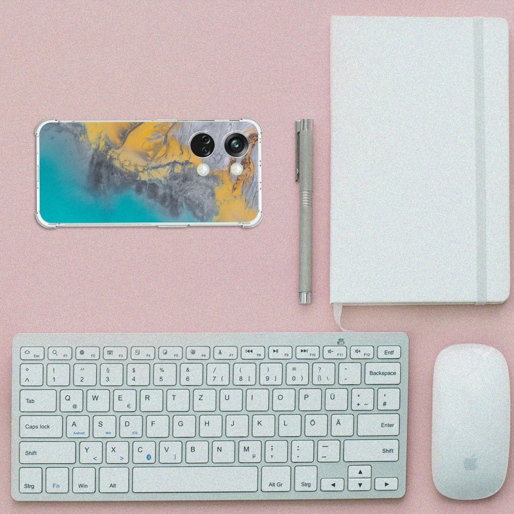 OnePlus Nord 3 Anti-Shock Hoesje Marble Blue Gold B2C Telecom