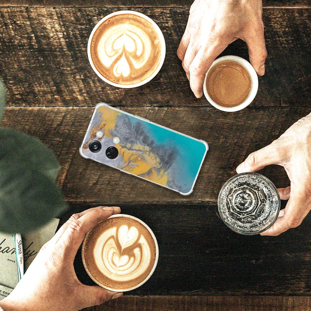 OnePlus Nord 3 Anti-Shock Hoesje Marble Blue Gold B2C Telecom