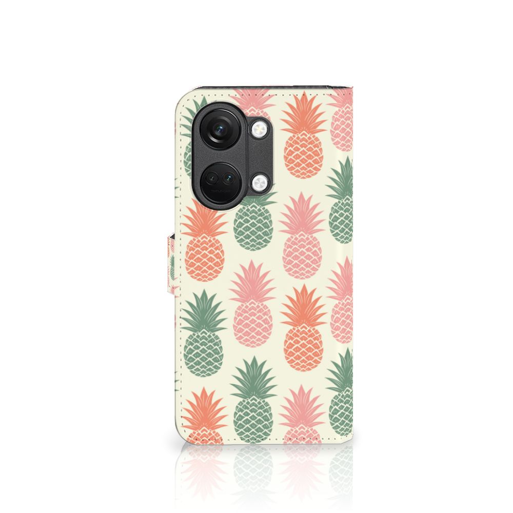 OnePlus Nord 3 Book Cover Ananas met kleurrijke ananas design, perfect als cadeau voor stijl en bescherming 🍍.