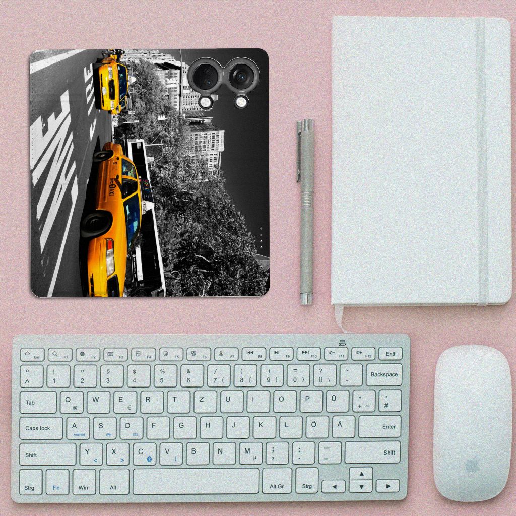 OnePlus Nord 3 Book Cover New York Taxi design taxi bovenaanzicht