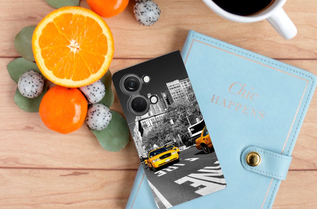 OnePlus Nord 3 Book Cover New York Taxi design hoesje aanzicht
