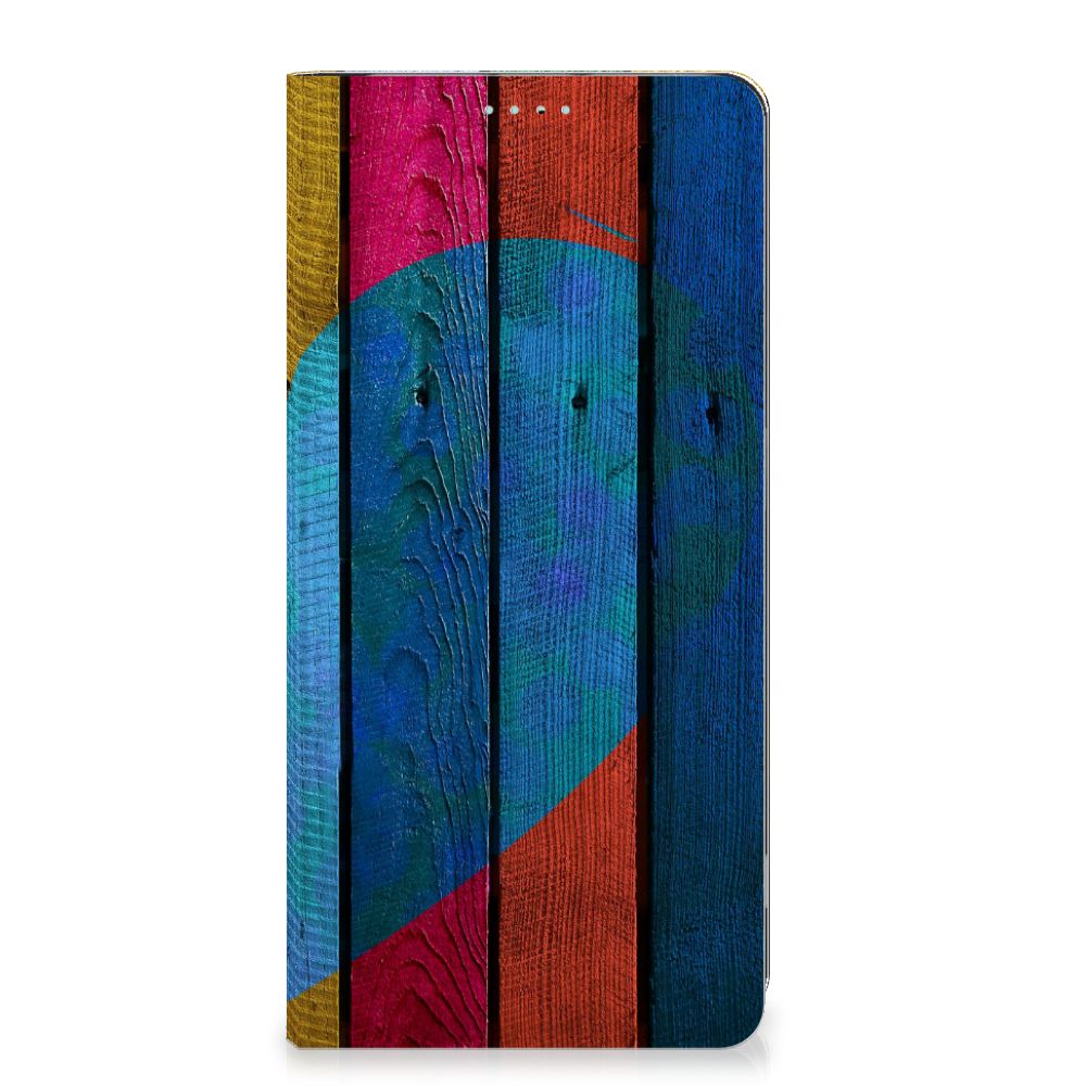 OnePlus Nord 3 Book Wallet Case Wood Heart - Cadeau voor je Vriend met kleurrijke houten uitstraling 🌈