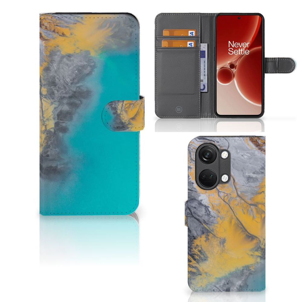 OnePlus Nord 3 Bookcase Marble Blue Gold