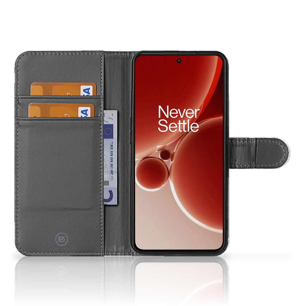 OnePlus Nord 3 Bookcase Marmer Wit Zwart - Origineel Cadeau Man design bookcase aanzicht