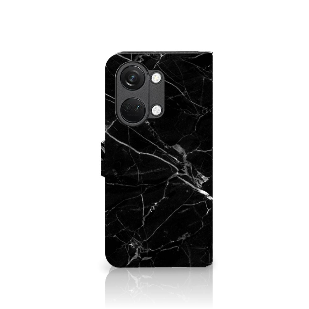OnePlus Nord 3 Bookcase Marmer Zwart origineel cadeau vader zwart marmer design achteransicht