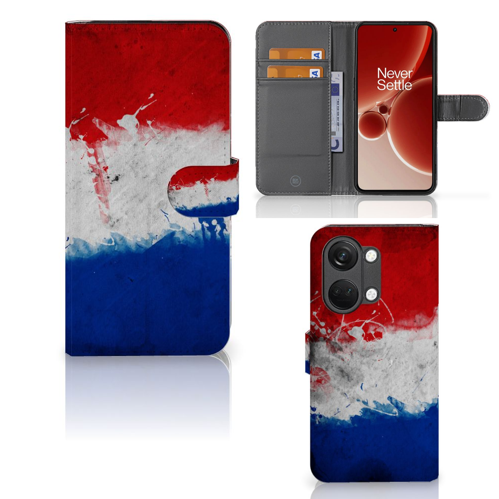 OnePlus Nord 3 Bookstyle Case Nederland design Nederlandse vlag aanzicht