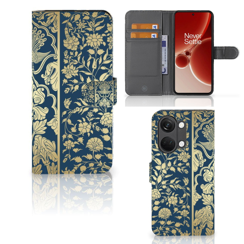 OnePlus Nord 3 Hoesje Beige Flowers design hoesje vooraanzicht