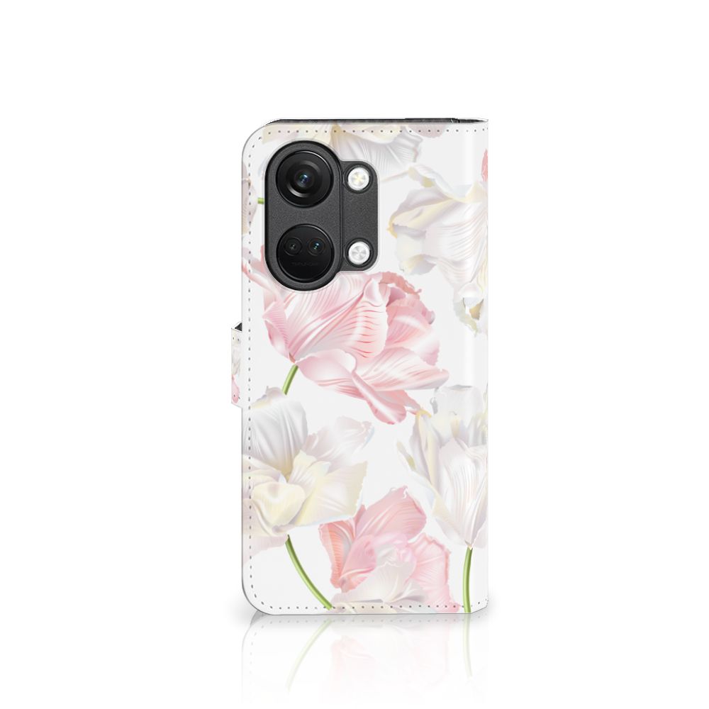 OnePlus Nord 3 Hoesje Lovely Flowers hoesje bloemen roze wit aanzicht