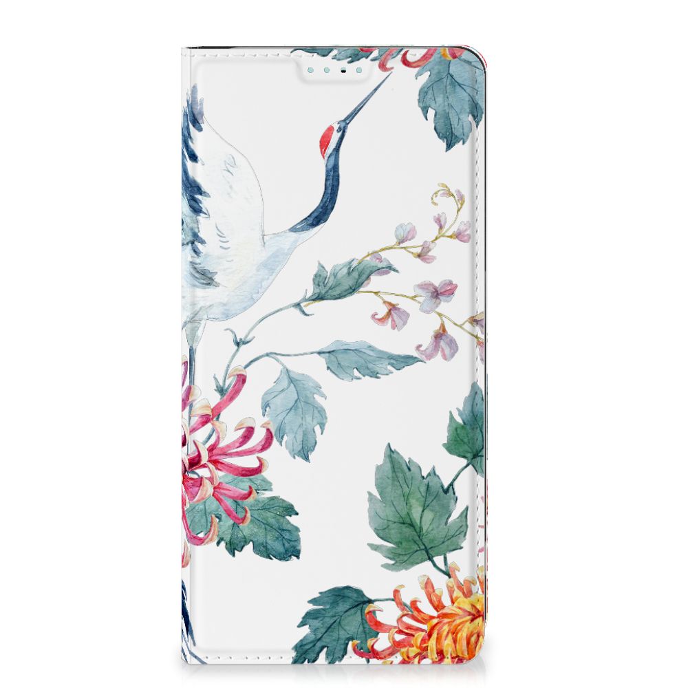 OnePlus Nord 3 Hoesje maken Bird Flowers design bloemen ooievaar opzicht