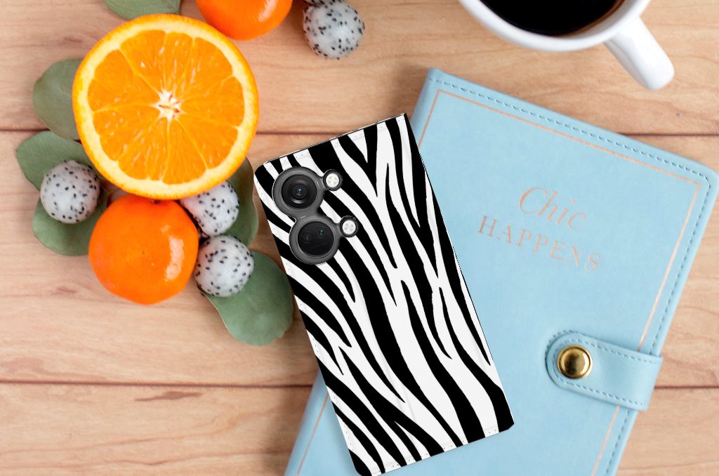 OnePlus Nord 3 Hoesje maken Zebra zwart wit zebra strepen aanzicht