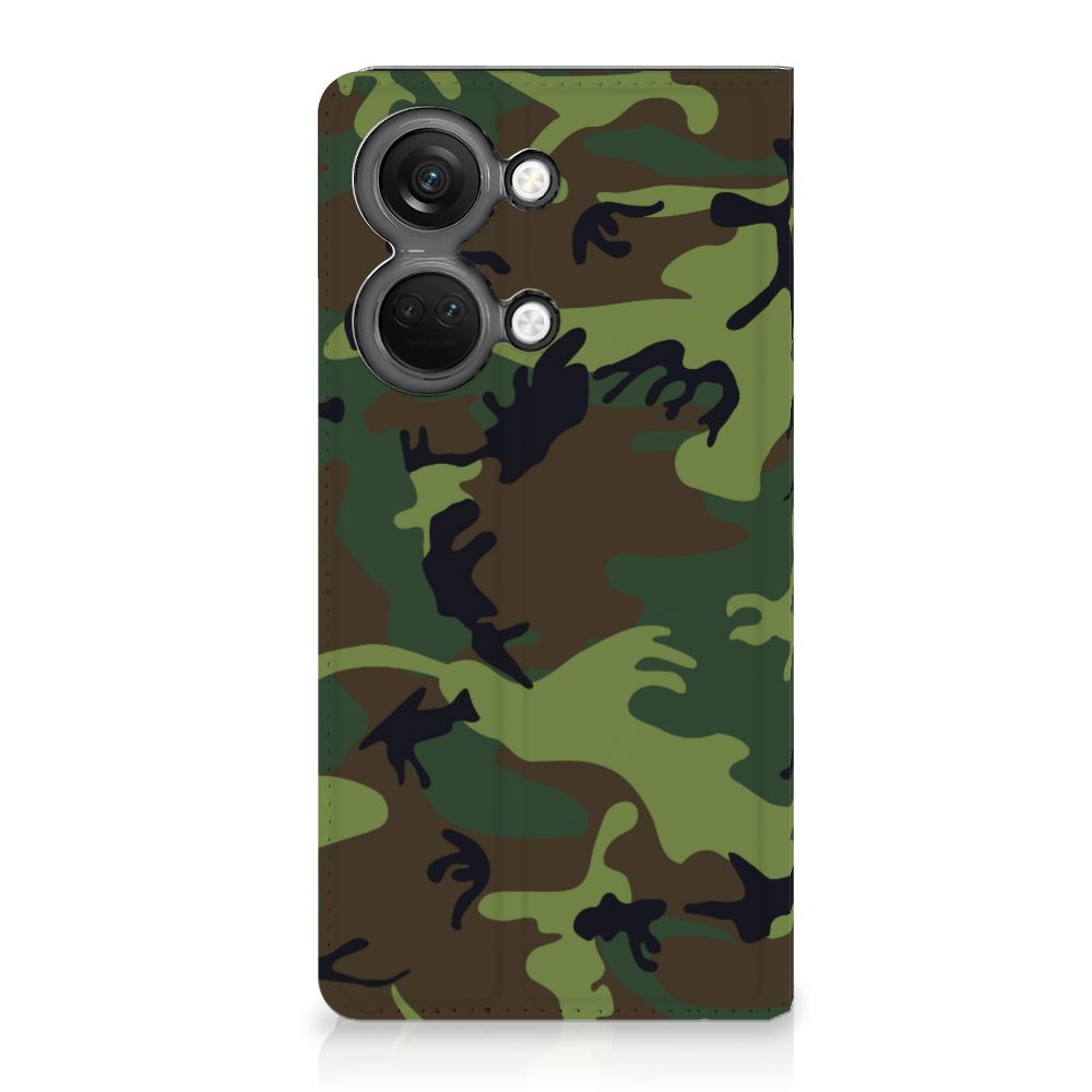 OnePlus Nord 3 Hoesje met Magneet Army Dark camouflage design achterkant