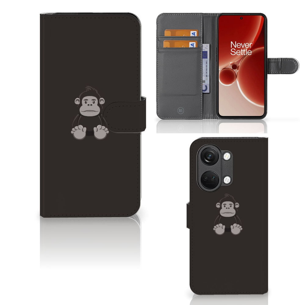OnePlus Nord 3 Leuk Hoesje Gorilla flip case met gorilla design voorkant zijkant binnenkant