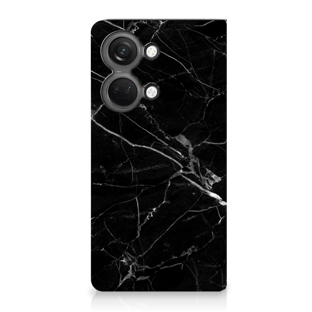 OnePlus Nord 3 Standcase Marmer Zwart design hoesje zwart marmer aanzicht