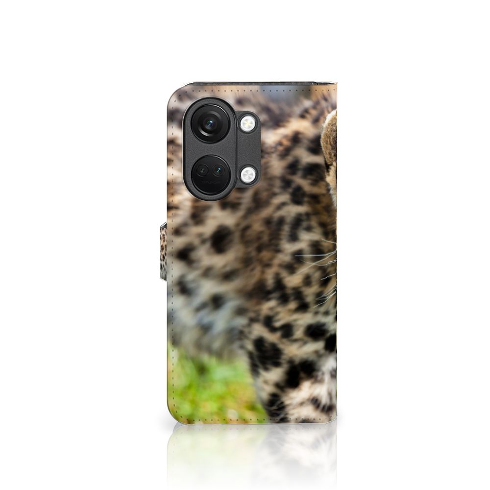 OnePlus Nord 3 Telefoonhoesje met Pasjes Baby Luipaard luipaard close-up opstaand