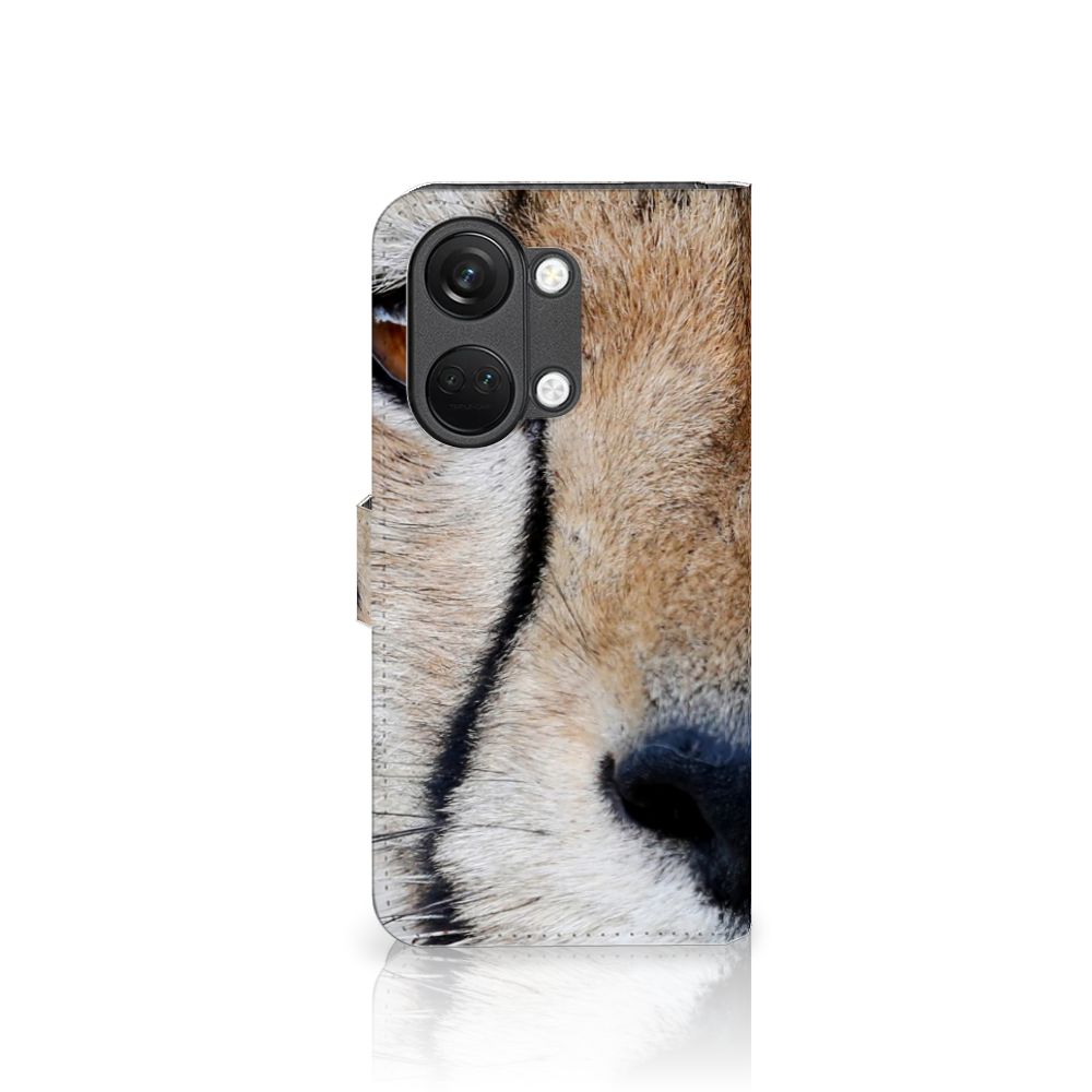 OnePlus Nord 3 Telefoonhoesje met Pasjes Cheetah met close-up van cheeta gezicht.