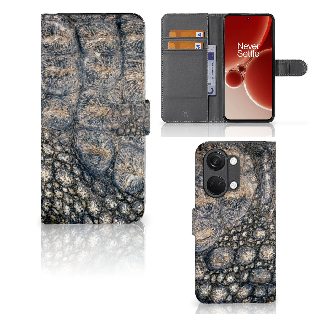 OnePlus Nord 3 Telefoonhoesje met Pasjes Krokodillenprint design krokodillenprint aanzicht