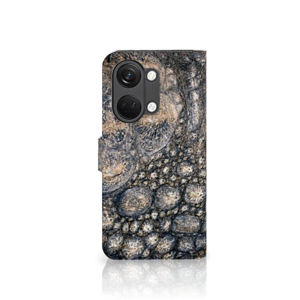 OnePlus Nord 3 Telefoonhoesje met Pasjes Krokodillenprint krokodillenprint smartphone hoesje achterzijde
