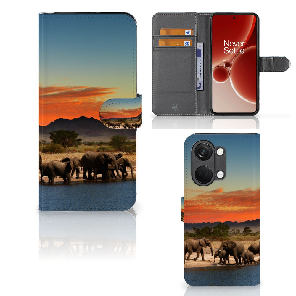 OnePlus Nord 3 Telefoonhoesje met Pasjes Olifanten