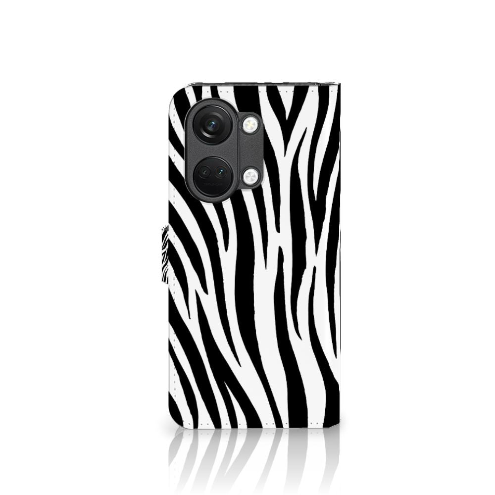OnePlus Nord 3 Telefoonhoesje met Pasjes Zebra telefoonhoesje zebraprint achterzijde