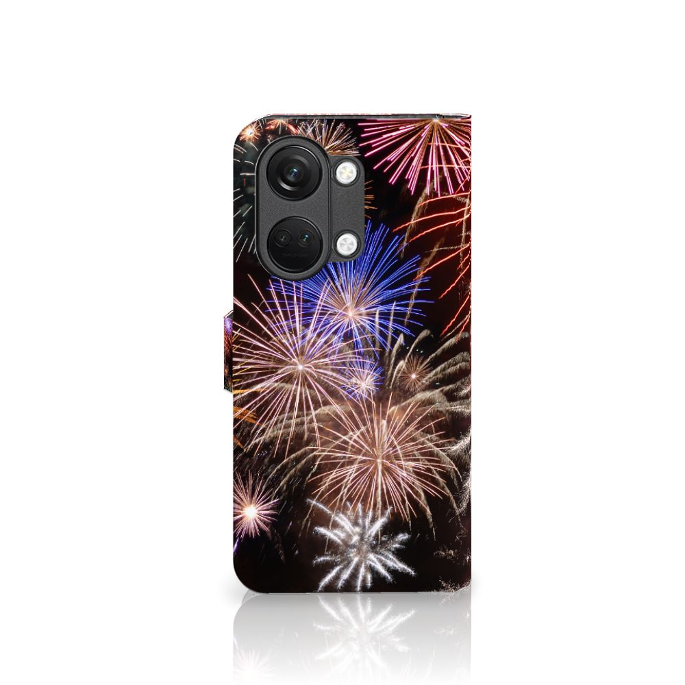 OnePlus Nord 3 Wallet Case met Pasjes Vuurwerk siervuurwerk kleuren aanzicht