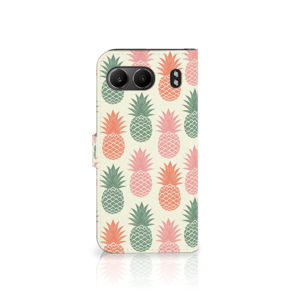 OnePlus Nord 4 Book Cover Ananas telefoonhoesje ananas design vooraanzicht