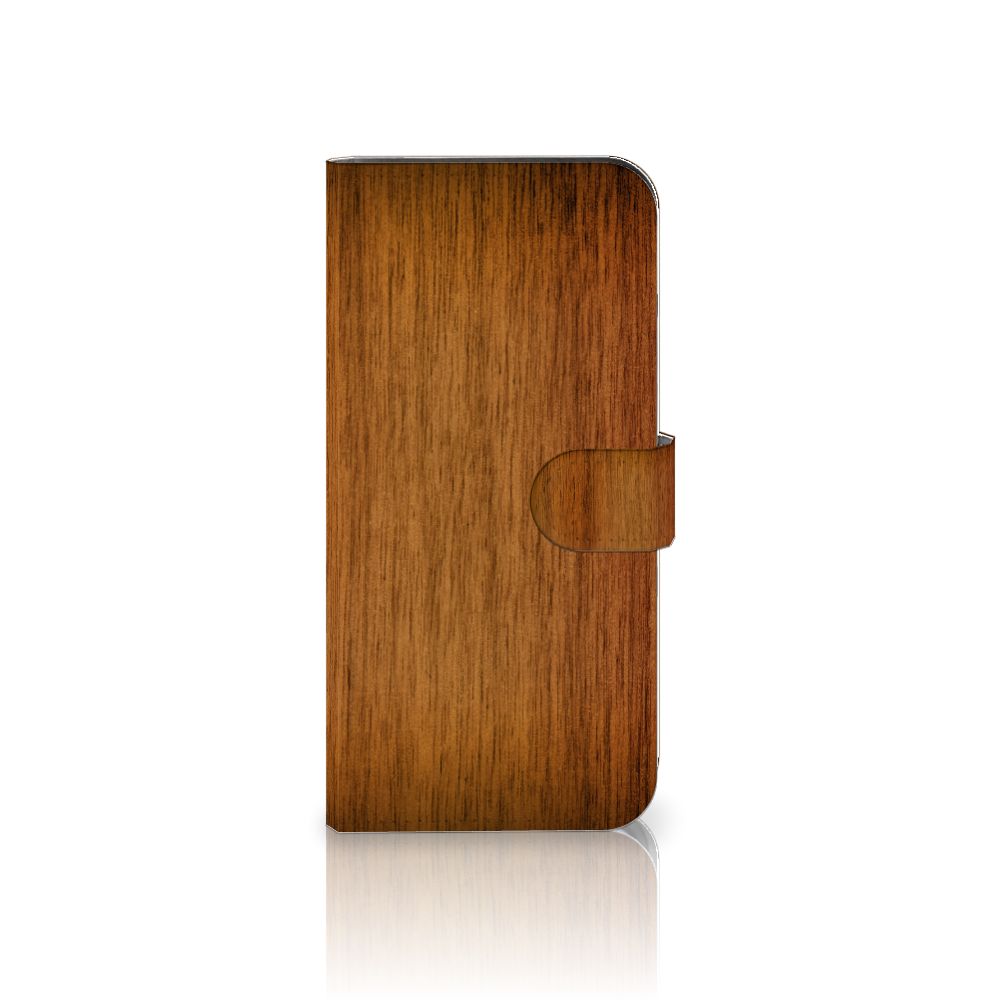 OnePlus Nord 4 Book Style Case Donker Hout houten hoesje aanzicht