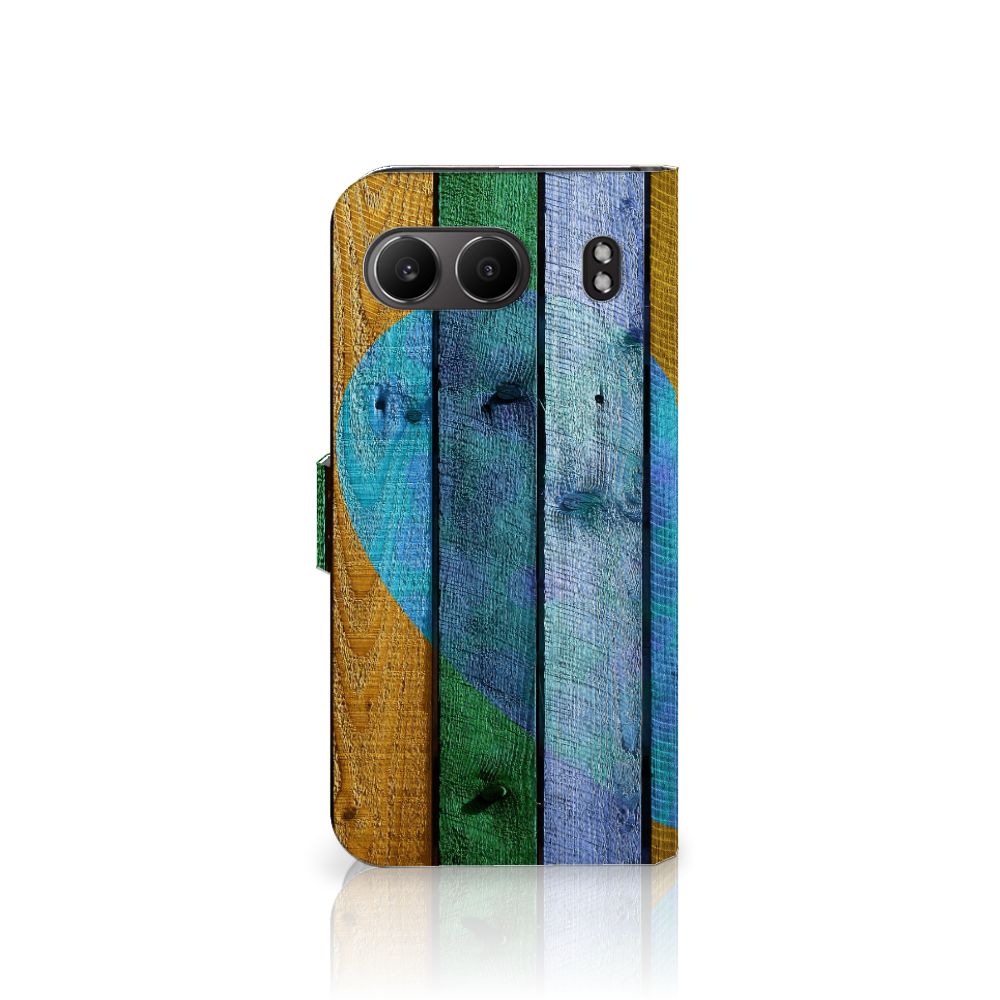 OnePlus Nord 4 Book Style Case Wood Heart boekhoesje hartje meerdere kleuren