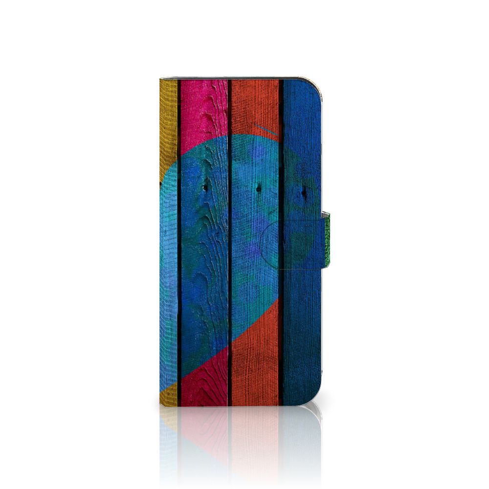 OnePlus Nord 4 Book Style Case Wood Heart cadeau voor je Vriend boekhoesje hartje design aanzicht