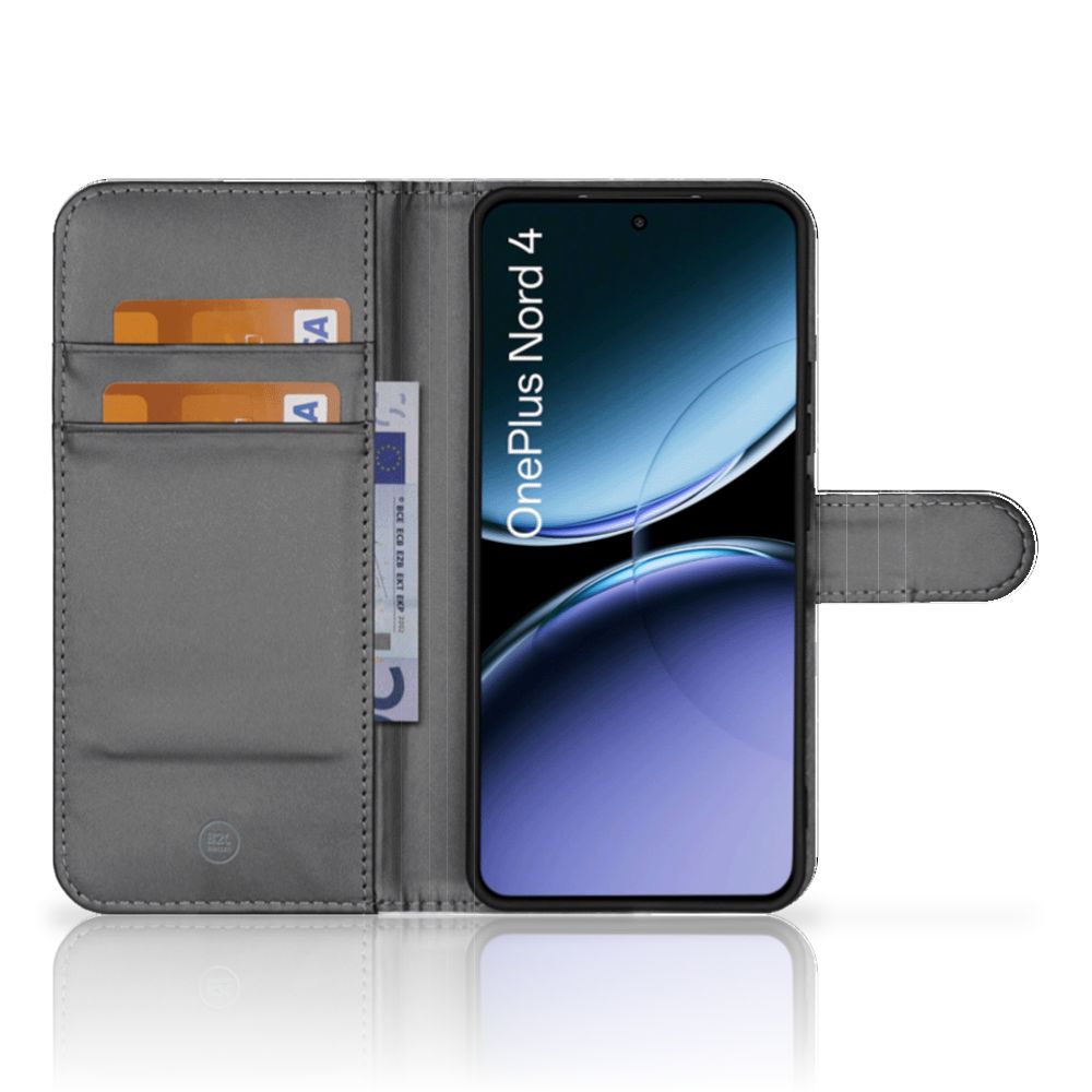OnePlus Nord 4 Bookcase Marmer Zwart telefoonhoesje design zwart marmer aanzicht binnen