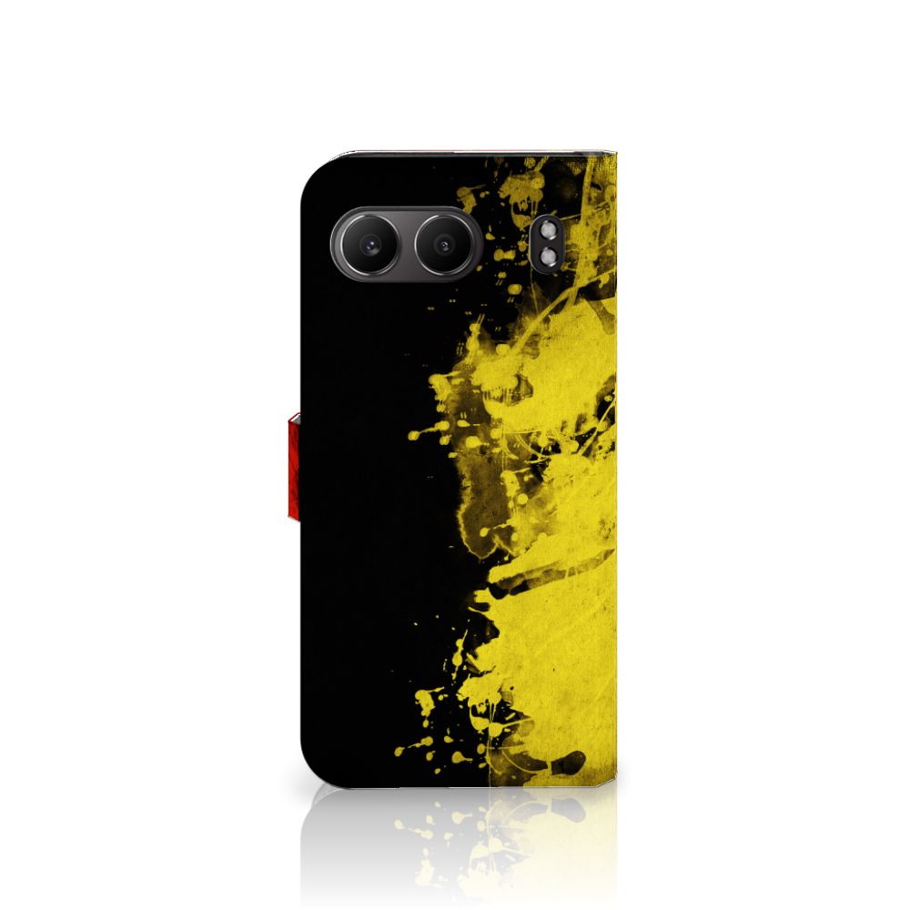 OnePlus Nord 4 Bookstyle Case België design hoesje zwart geel aanzicht