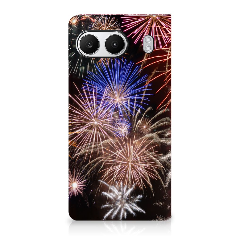 OnePlus Nord 4 Hippe Standcase Vuurwerk design siervuurwerk aanzicht