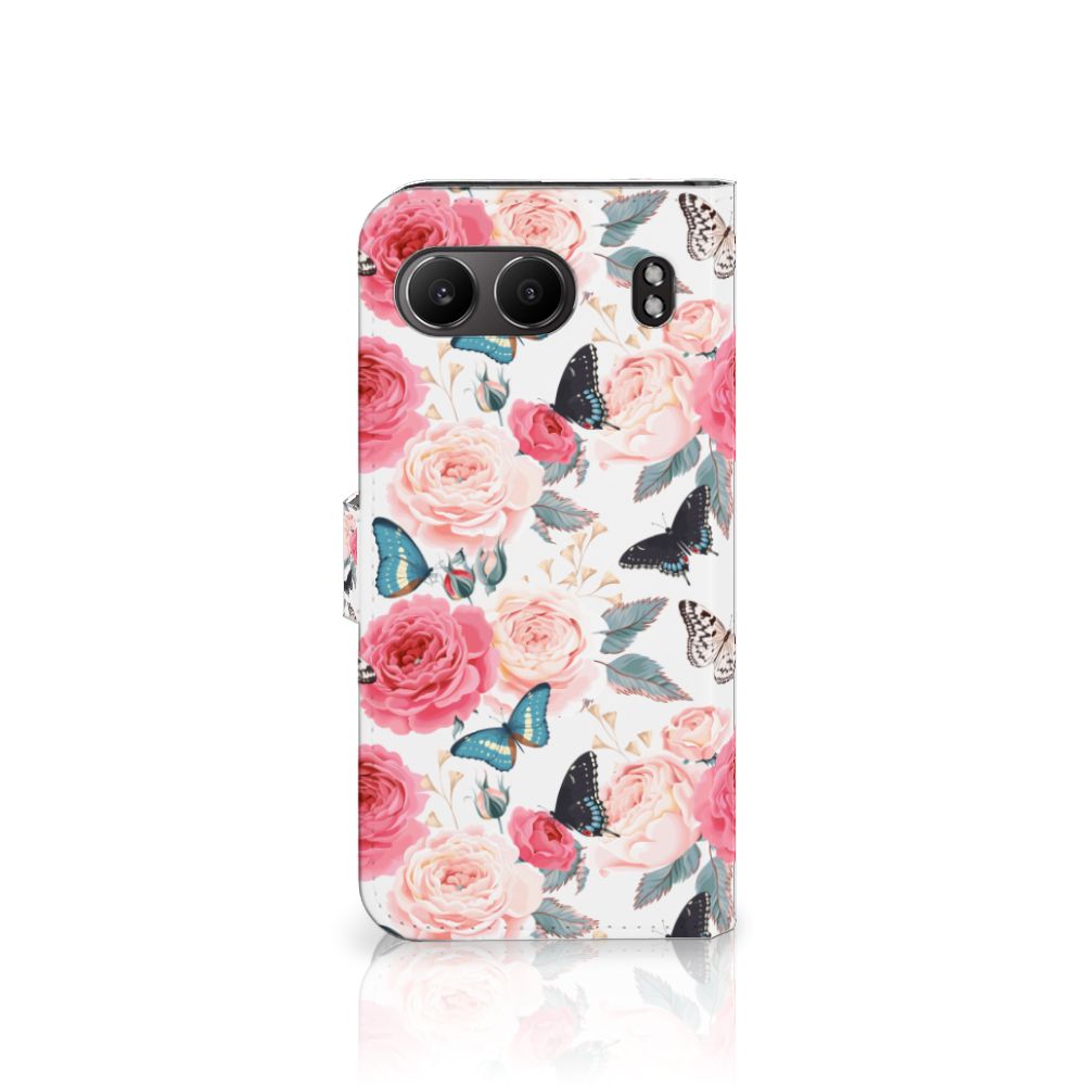 OnePlus Nord 4 Hoesje Butterfly Roses boekhoesje rozen vlinders aanzicht