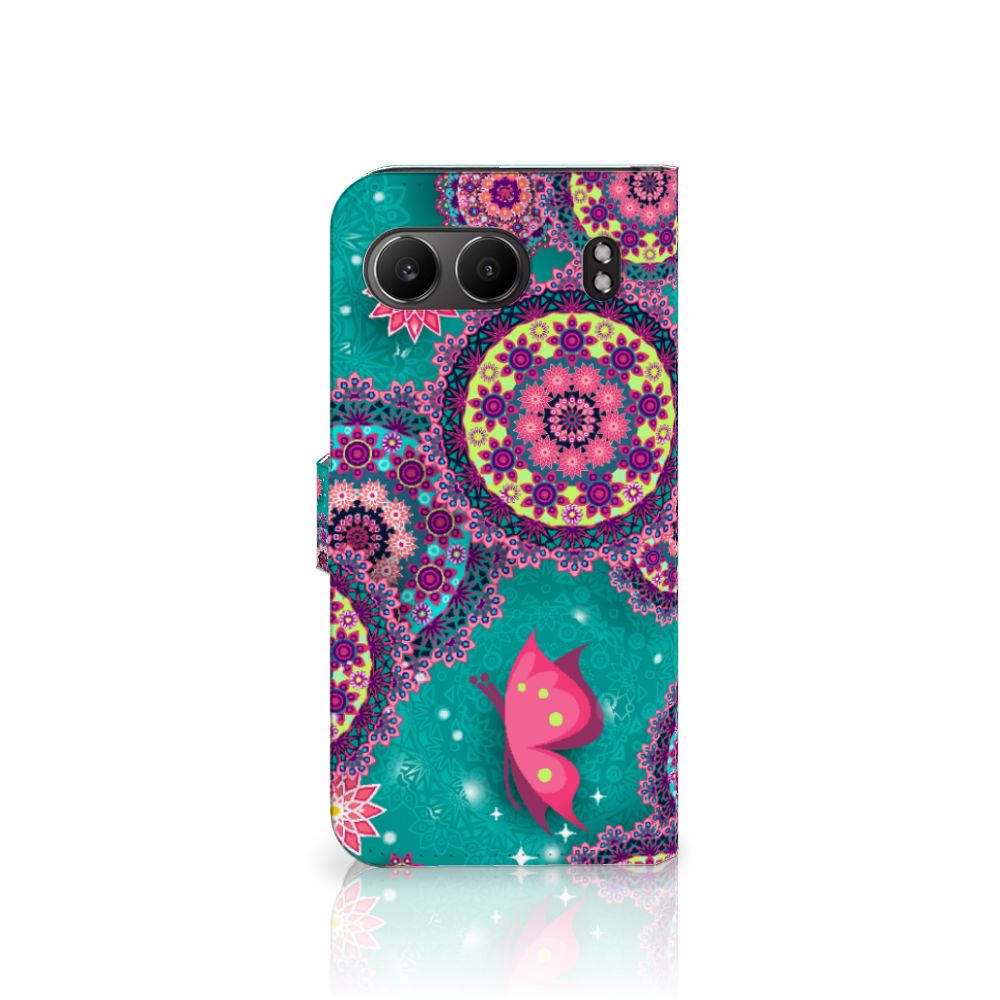 OnePlus Nord 4 Hoesje Cirkels en Vlinders bookstyle case design cirkels vlinders aanzicht