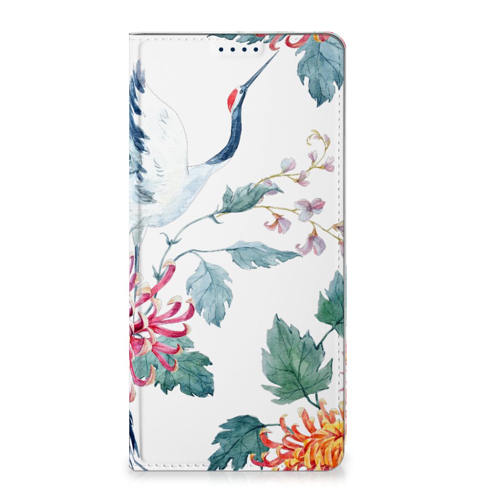 OnePlus Nord 4 Hoesje maken Bird Flowers hoesje ooievaar bloemen aanzicht