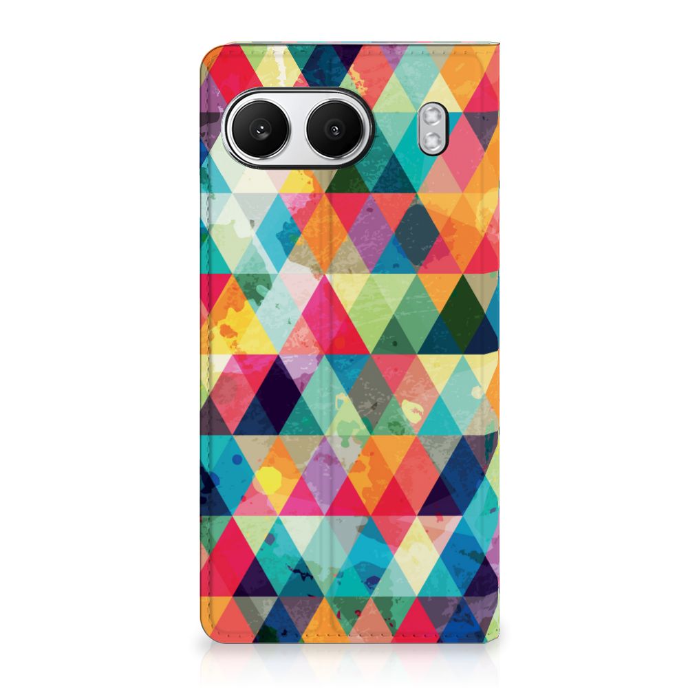 OnePlus Nord 4 Hoesje met Magneet Geruit kleurrijk design geometrisch