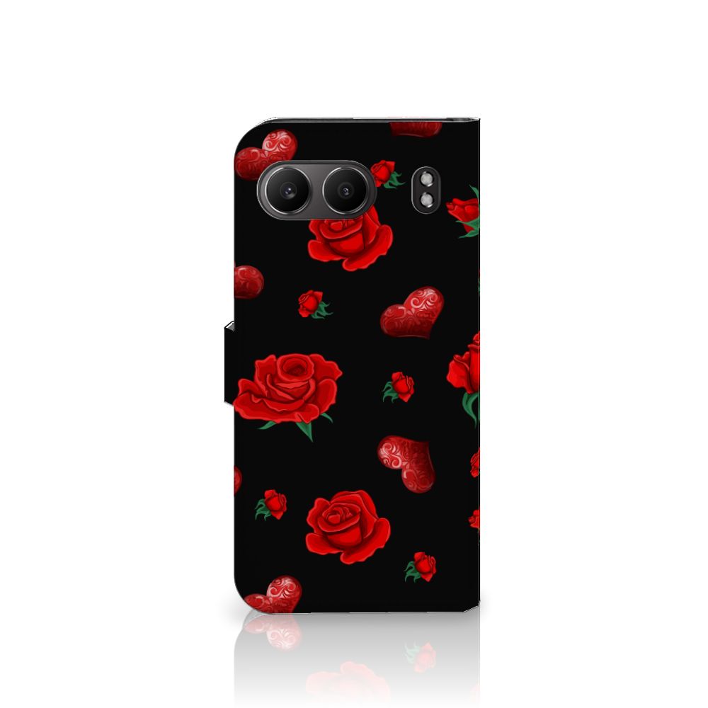 OnePlus Nord 4 Leuk Hoesje Valentine bookcase hoesje rozen hartjes aanzicht