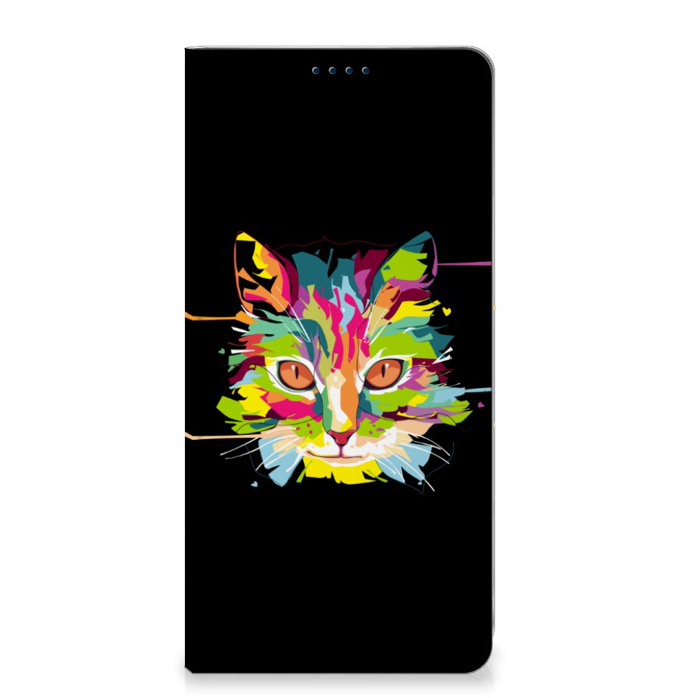 OnePlus Nord 4 Magnet Case Cat Color kattenhoofd kleurrijk ontwerp voorkant